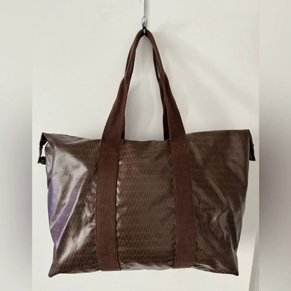 VINTAGE MARIO VALENTINO SOFT PVC MONOGRAM FOLDABLE WEEKEND TOTE BAG